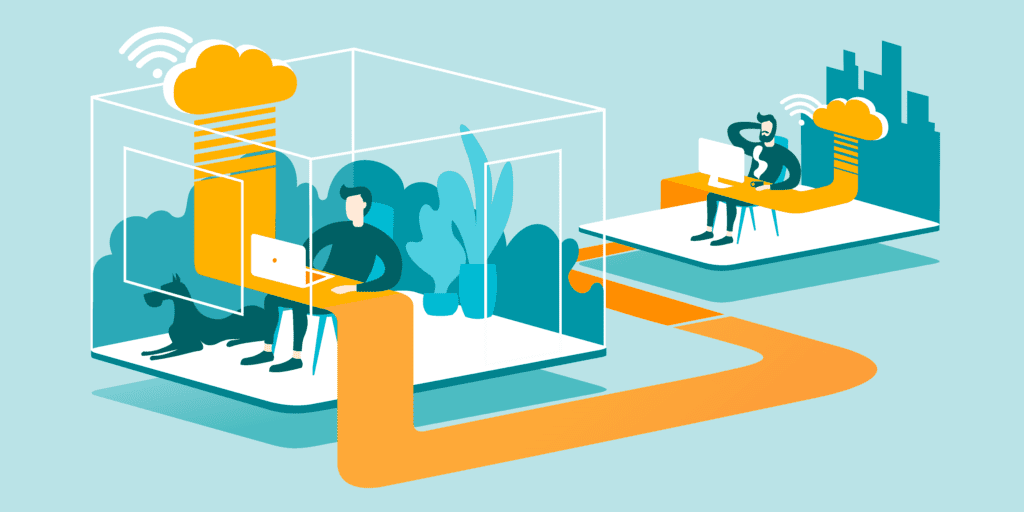 graphical illustration of how cloud services works